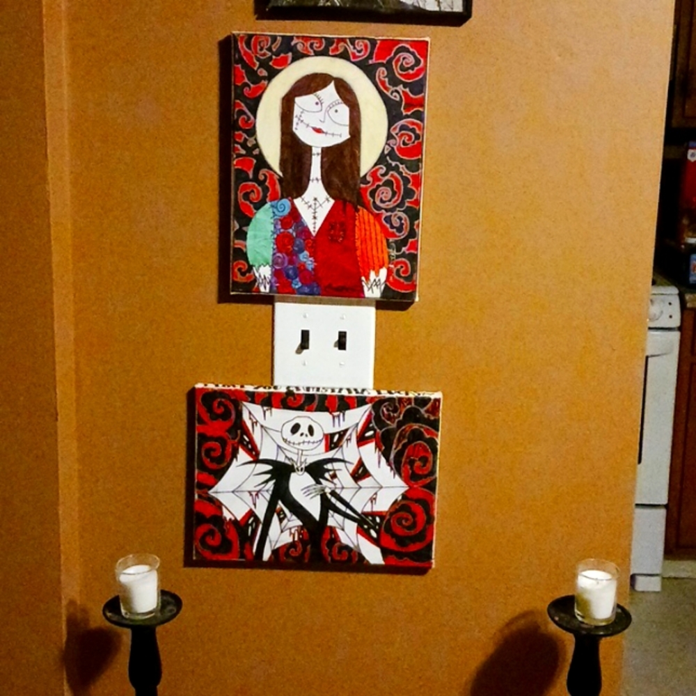 Sally and Jack Skellington drawings